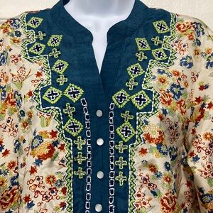 Sundance Catalog Silk Tea House Floral Tunic L